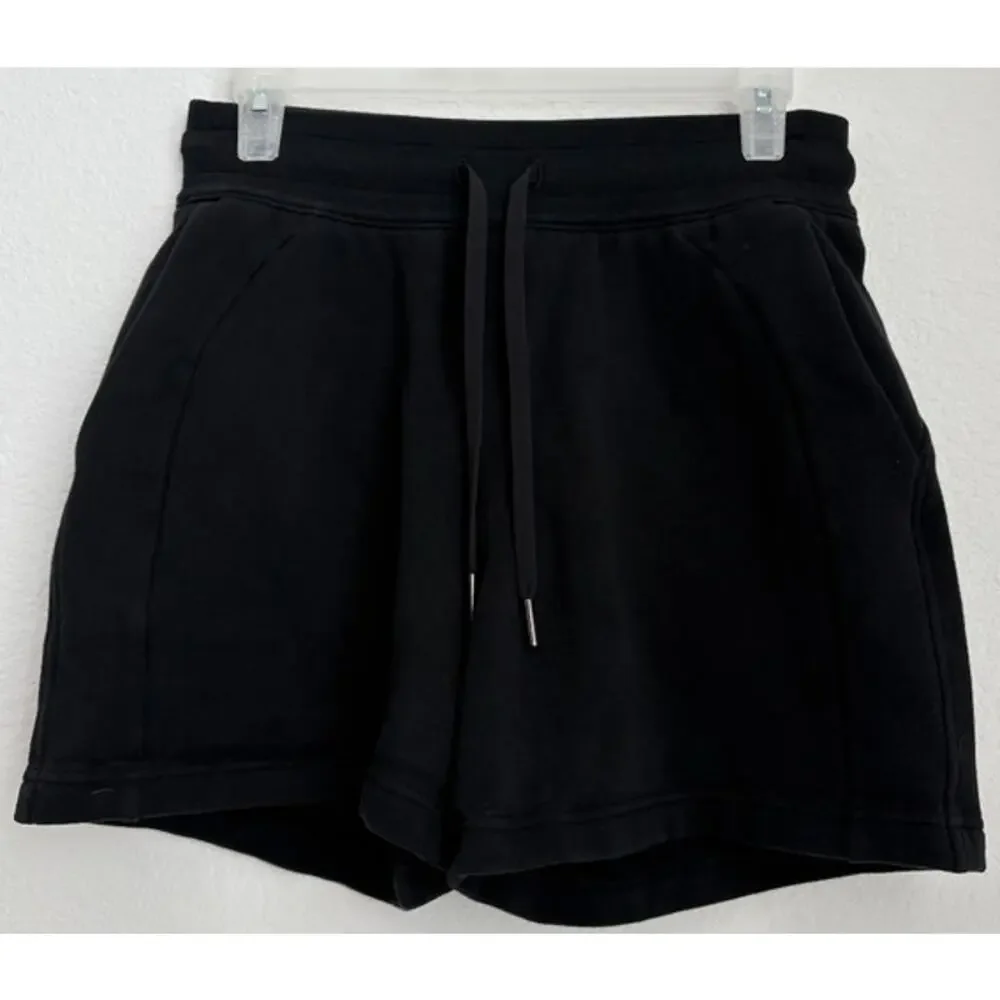 Womens Lululemon High Rise 5" Black Scuba Sweat Shorts Size 6 - Picture 2 of 4